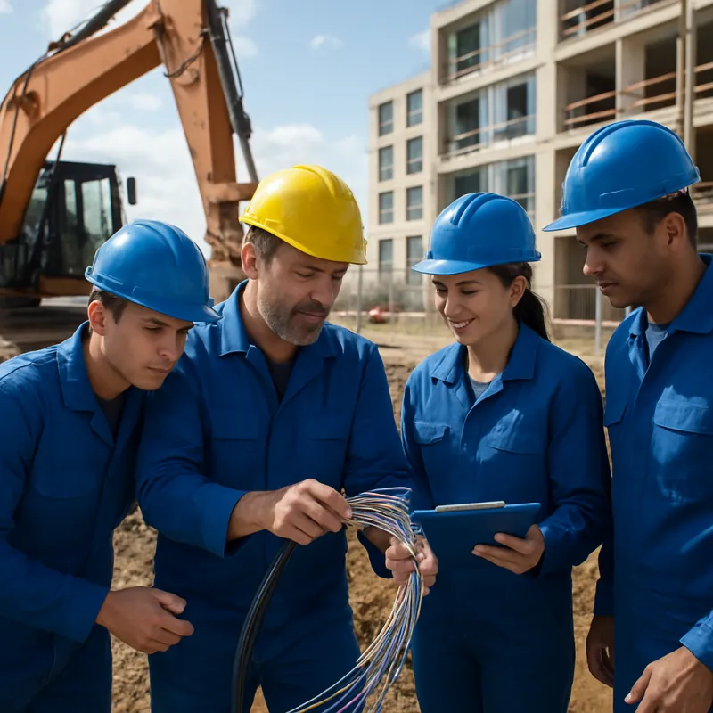 Бригада строителей JobStock на объекте в Европе